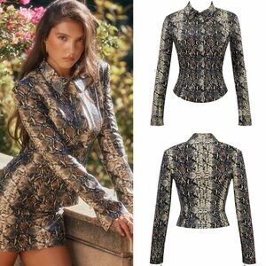 House of CB VANI Snake Print Fitted Jacket